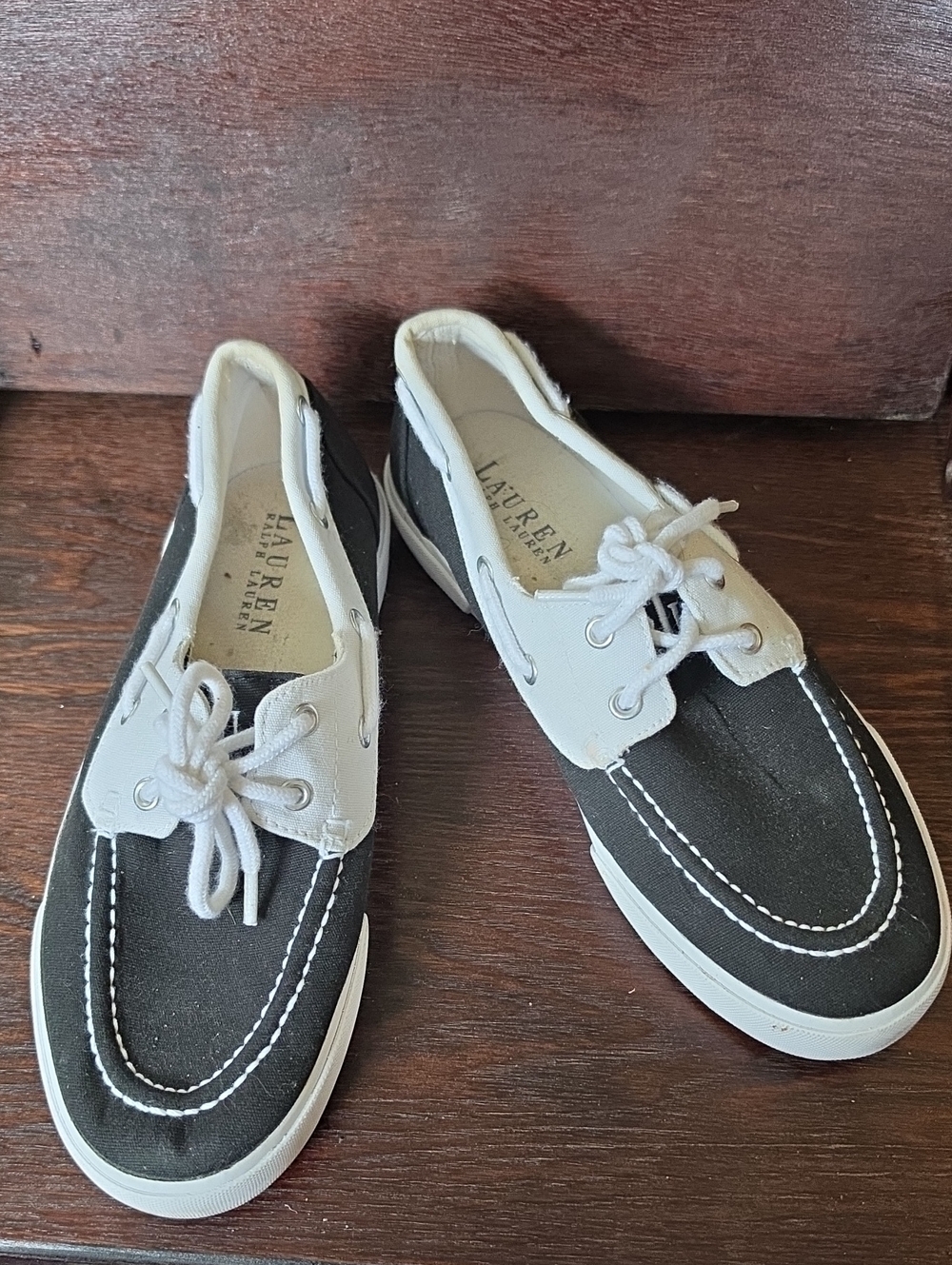 Ralph Lauren Men's Two-Tone Black and White Boat Shoes